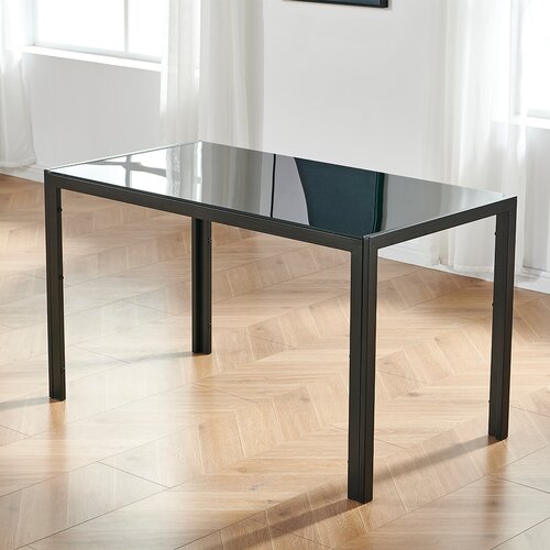 Reiner Glass Top Metal Base Dining Table